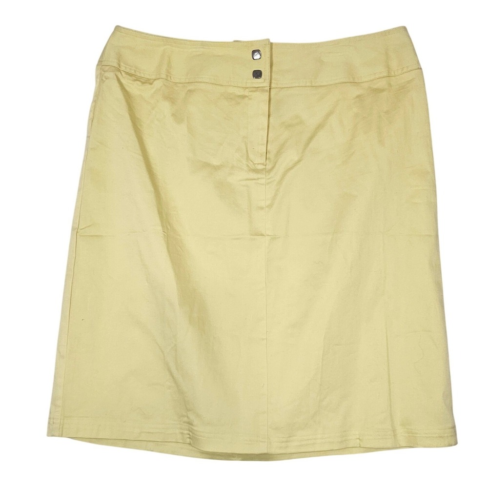 Dina K Womens Size‎ 14 Pale Yellow Cotton Stretch A-Line Knee Length Skirt